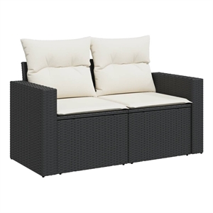 vidaXL 2-Seater PE Rattan Modular Garden Sofa in Black And Cream