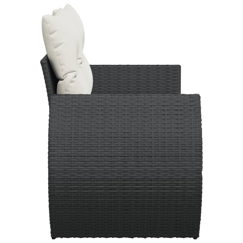 vidaXL PE Rattan And Powder-Coated Steel Garden Sofa Medium in Black