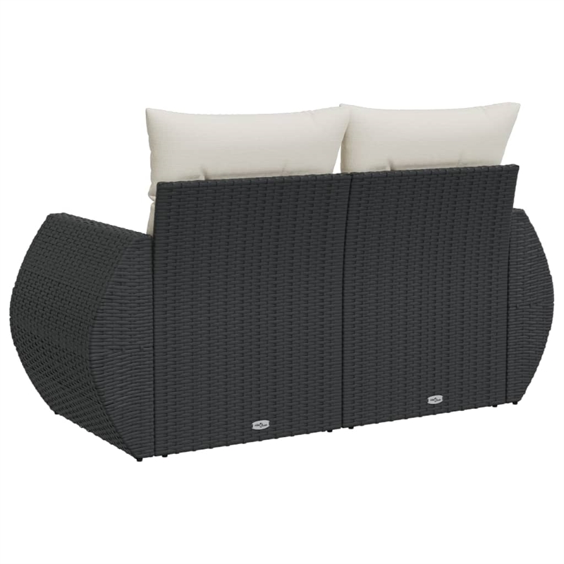 vidaXL PE Rattan And Powder-Coated Steel Garden Sofa Medium in Black