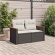 vidaXL PE Rattan & Powder-Coated Steel & Solid Acacia Wood Garden Sofa in Black