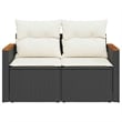 vidaXL PE Rattan & Powder-Coated Steel & Solid Acacia Wood Garden Sofa in Black