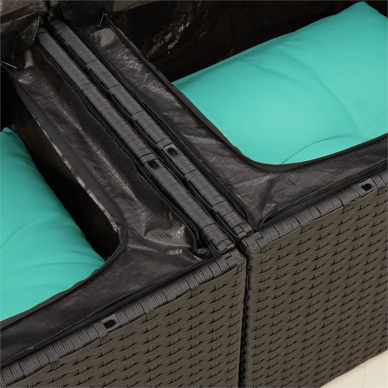 vidaXL 2-Seater PE Rattan And Powder-Coated Steel Garden Sofa in Black