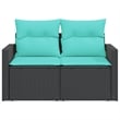 vidaXL 2-Seater PE Rattan And Powder-Coated Steel Garden Sofa in Black