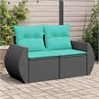 vidaXL 2-Seater PE Rattan Garden Sofa With Adjustable Feet in Black