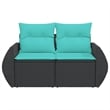 vidaXL 2-Seater PE Rattan Garden Sofa With Adjustable Feet in Black