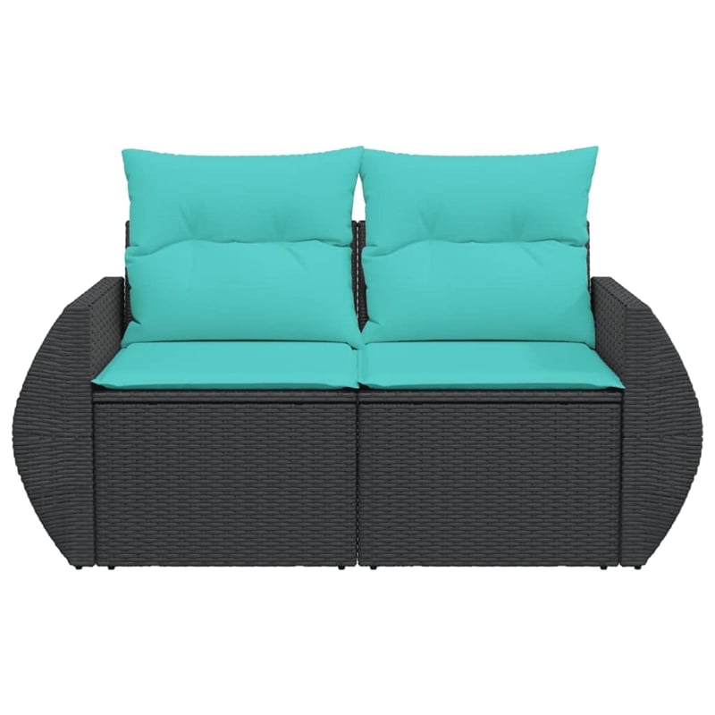 vidaXL 2-Seater PE Rattan Garden Sofa With Adjustable Feet in Black
