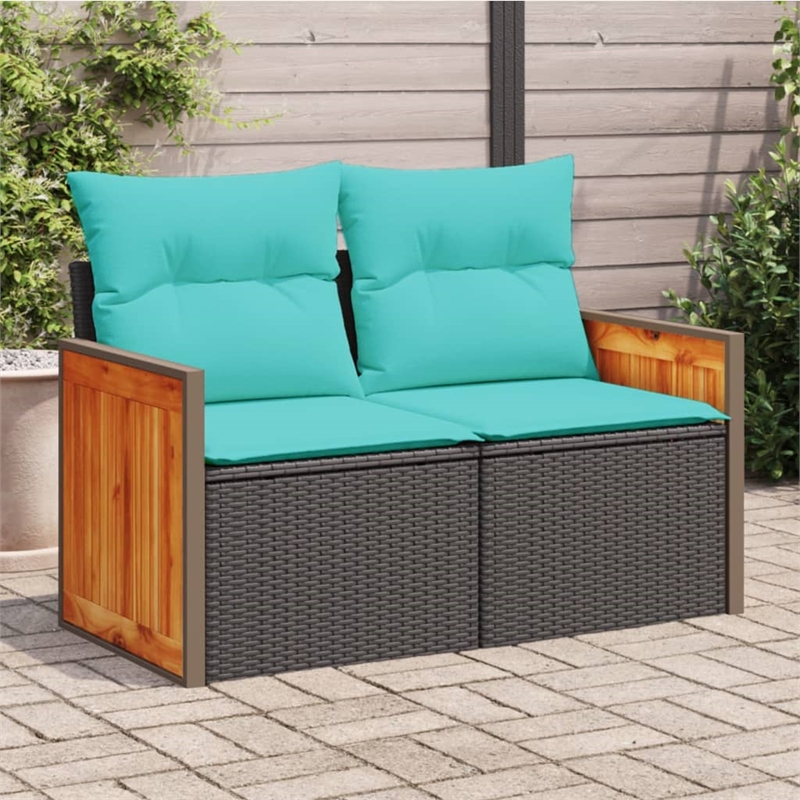 vidaXL 2-Seater Poly Rattan Modular Garden Sofa in Black