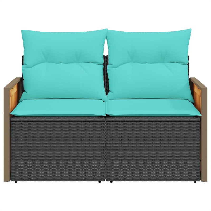 vidaXL 2-Seater Poly Rattan Modular Garden Sofa in Black