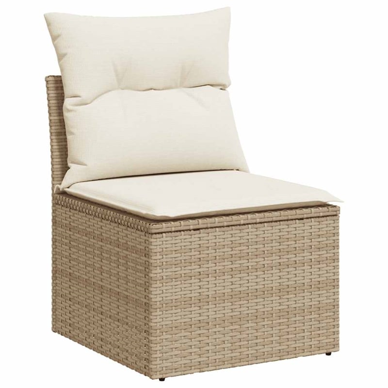 vidaXL Single Poly Rattan Garden Sofa With Adjustable Feet in Beige