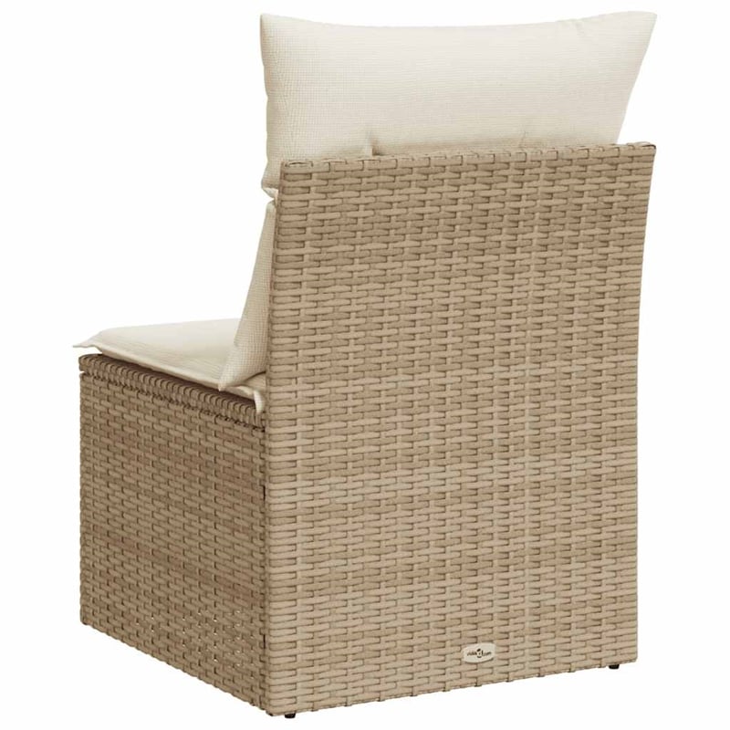 vidaXL Single Poly Rattan Garden Sofa With Adjustable Feet in Beige