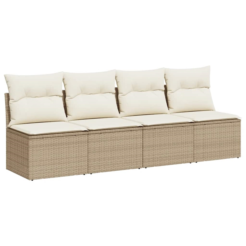 vidaXL 4-Seater PE Rattan Garden Sofa With Adjustable Feet in Beige