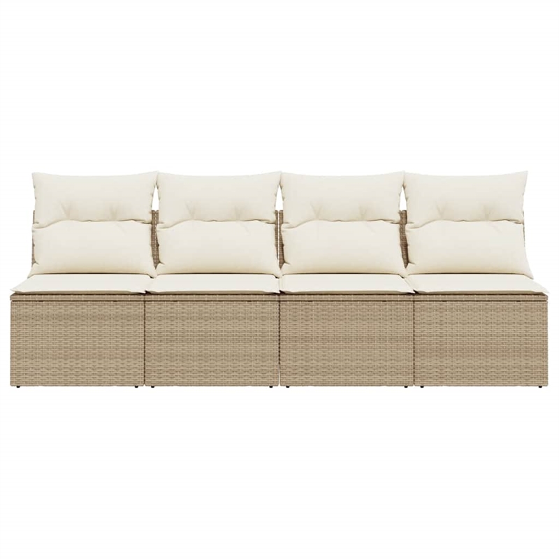 vidaXL 4-Seater PE Rattan Garden Sofa With Adjustable Feet in Beige