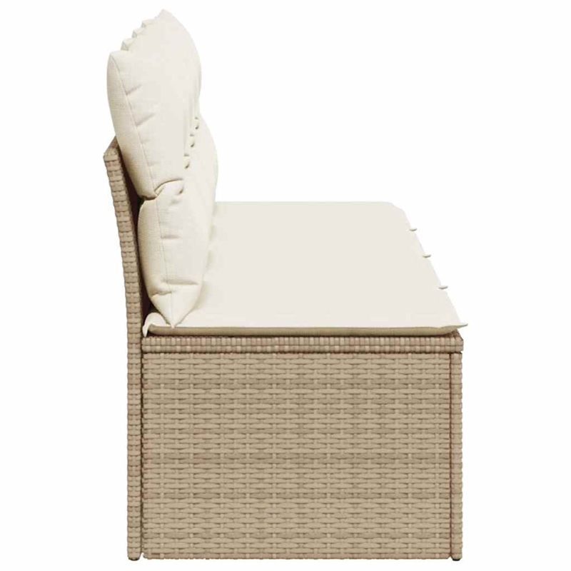 vidaXL 4-Seater PE Rattan Garden Sofa With Adjustable Feet in Beige