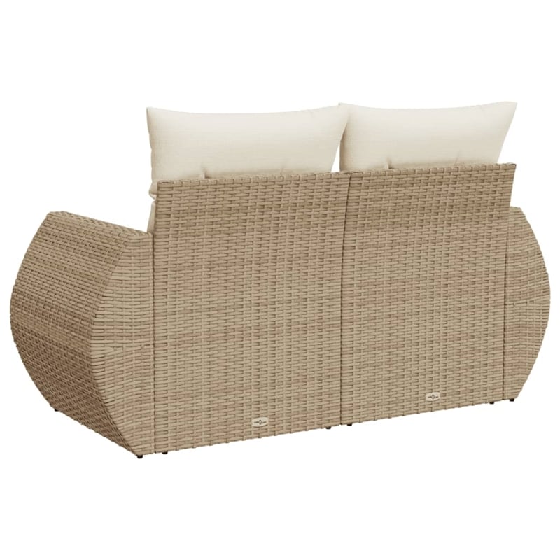 vidaXL 2-Seater PE Rattan And Powder-Coated Steel Modular Garden Sofa in Beige