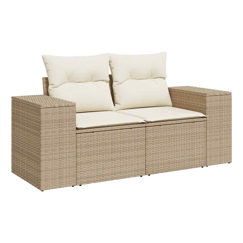 vidaXL Large Modular Poly Rattan Garden Sofa in Beige