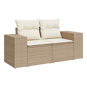 vidaXL Large Modular Poly Rattan Garden Sofa in Beige