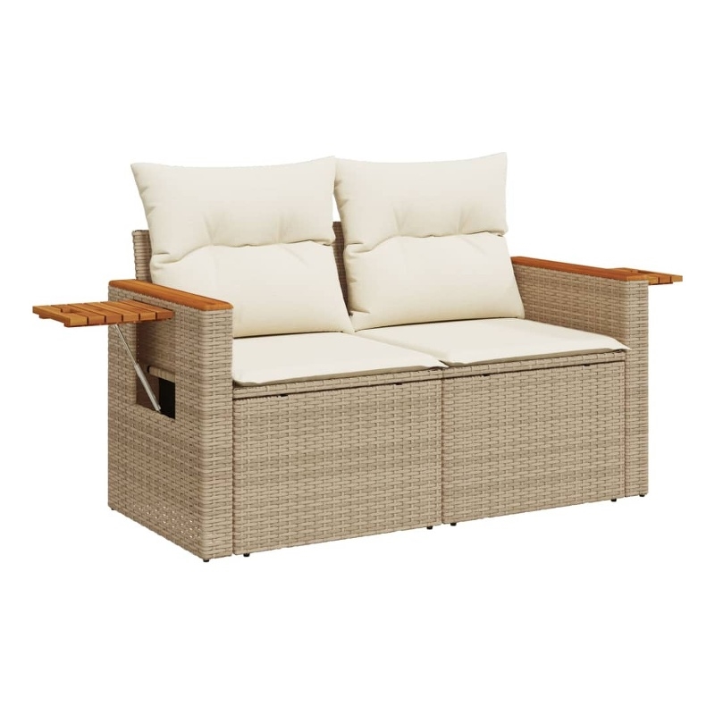 vidaXL 2-Seater PE Rattan Foldable Outdoor Garden Sofa in Beige