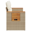 vidaXL 2-Seater PE Rattan Foldable Outdoor Garden Sofa in Beige