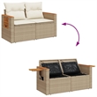 vidaXL 2-Seater PE Rattan Foldable Outdoor Garden Sofa in Beige