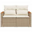 vidaXL 2-Seater PE Rattan Foldable Outdoor Garden Sofa in Beige