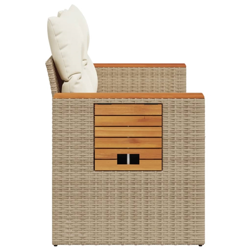 vidaXL 2-Seater PE Rattan Foldable Outdoor Garden Sofa in Beige