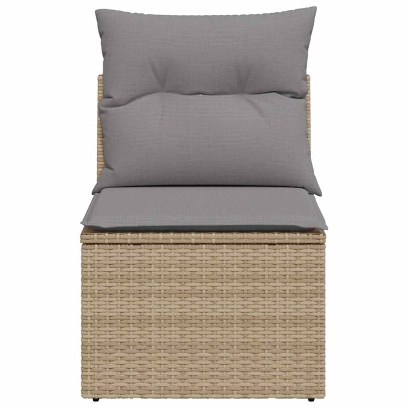 vidaXL Single PE Rattan & Powder-Coated Steel & Polyester Garden Sofa in Beige