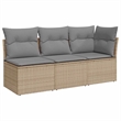 vidaXL PE Rattan Powder-Coated Steel & Fabric Garden Sofa in Beige & Light Grey