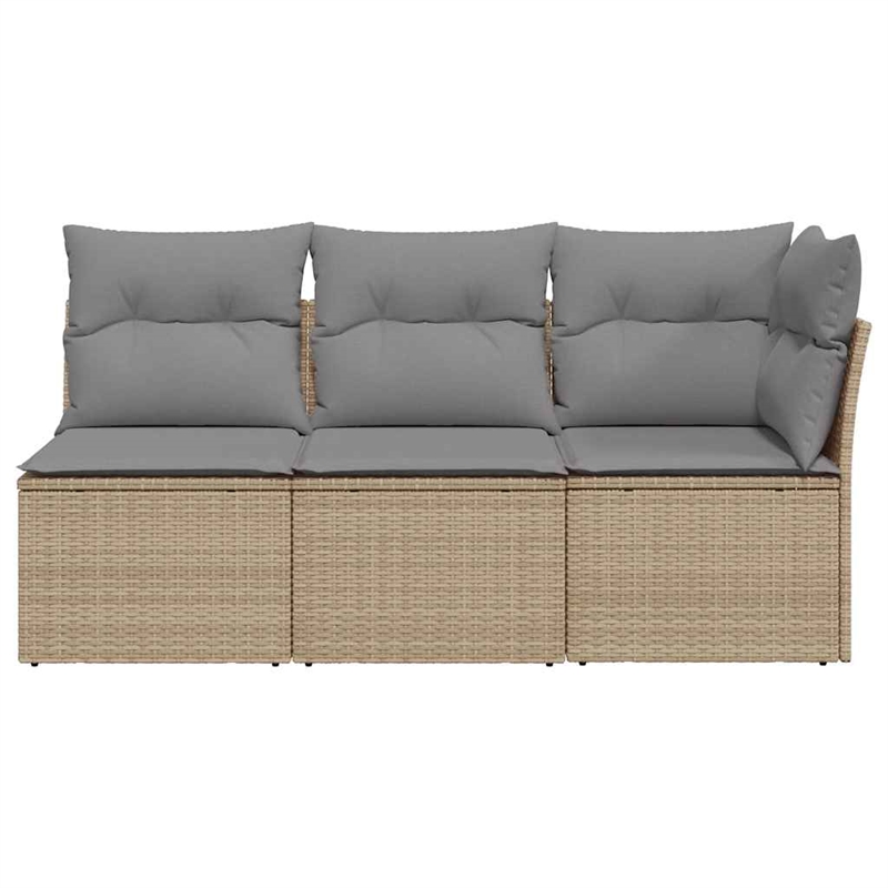 vidaXL PE Rattan Powder-Coated Steel & Fabric Garden Sofa in Beige & Light Grey