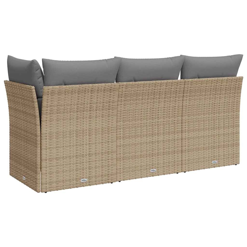 vidaXL PE Rattan Powder-Coated Steel & Fabric Garden Sofa in Beige & Light Grey