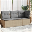 vidaXL PE Rattan Powder-Coated Steel & Fabric Garden Sofa in Beige & Light Grey