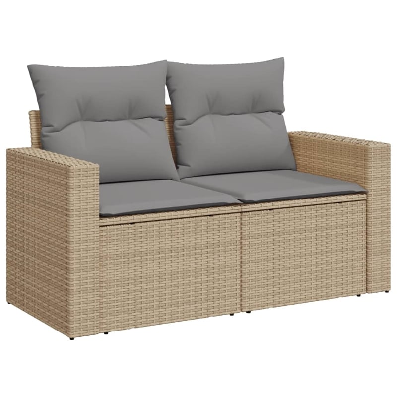 vidaXL 2-Seater PE Rattan And Powder-Coated Steel Garden Sofa in Beige