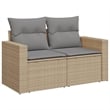 vidaXL 2-Seater PE Rattan And Powder-Coated Steel Garden Sofa in Beige