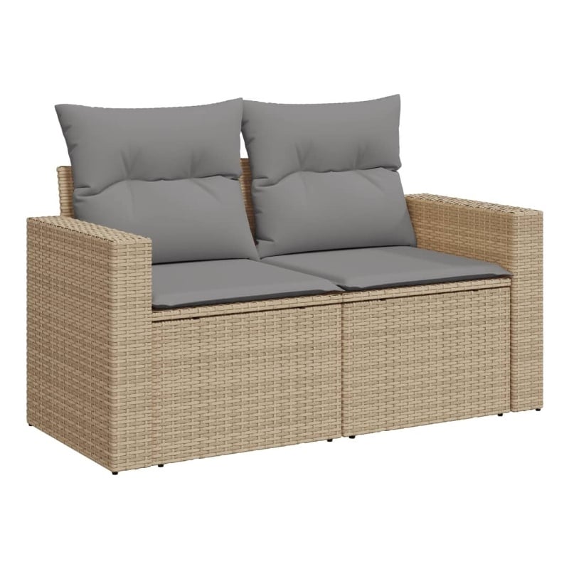 vidaXL 2-Seater PE Rattan And Powder-Coated Steel Garden Sofa in Beige
