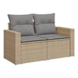 vidaXL 2-Seater PE Rattan And Powder-Coated Steel Garden Sofa in Beige