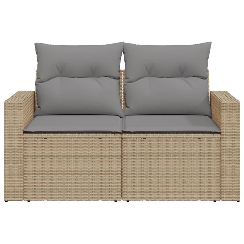 vidaXL 2-Seater PE Rattan And Powder-Coated Steel Garden Sofa in Beige