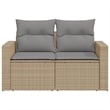 vidaXL 2-Seater PE Rattan And Powder-Coated Steel Garden Sofa in Beige