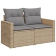 vidaXL PE Rattan & Powder-Coated Steel & Polyester Fabric Garden Sofa in Beige