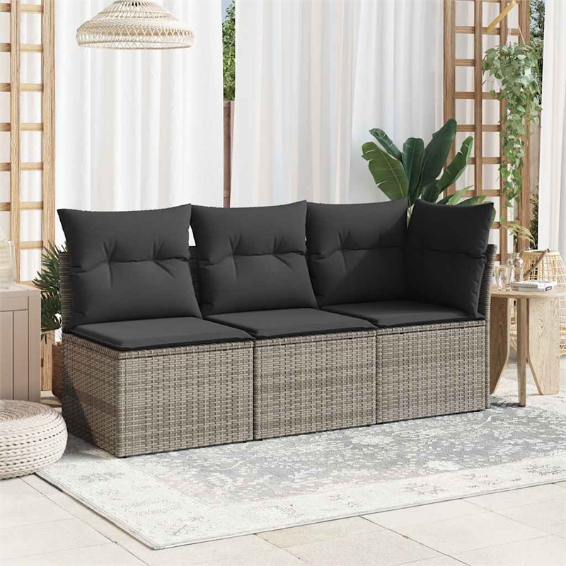 vidaXL Single Modular PE Rattan Garden Sofa Square in Grey