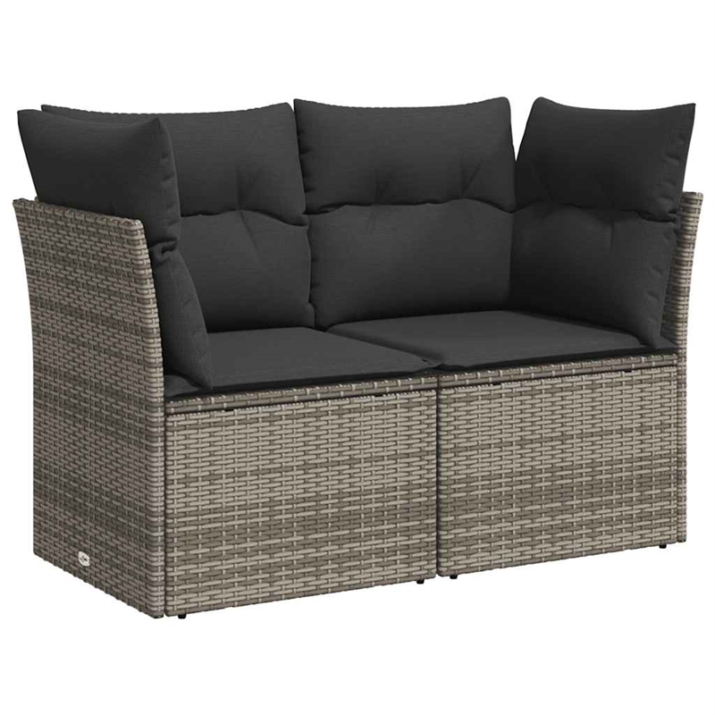 vidaXL 2-Seater PE Rattan And Powder-Coated Steel Garden Sofa in Grey