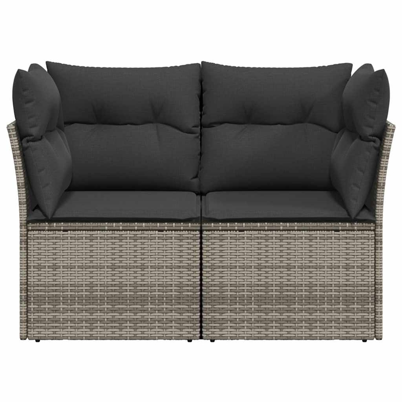 vidaXL 2-Seater PE Rattan And Powder-Coated Steel Garden Sofa in Grey