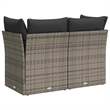 vidaXL 2-Seater PE Rattan And Powder-Coated Steel Garden Sofa in Grey