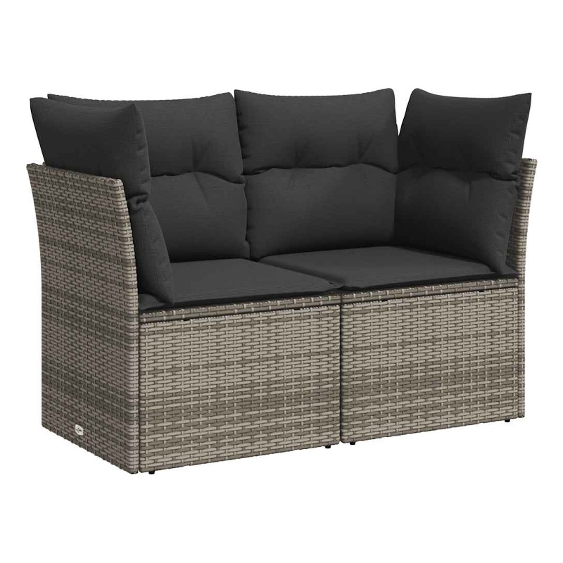 vidaXL 2-Seater PE Rattan And Powder-Coated Steel Garden Sofa in Grey