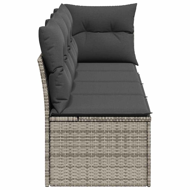 vidaXL 4-Seater PE Rattan & Powder-Coated Steel & Polyester Garden Sofa in Grey