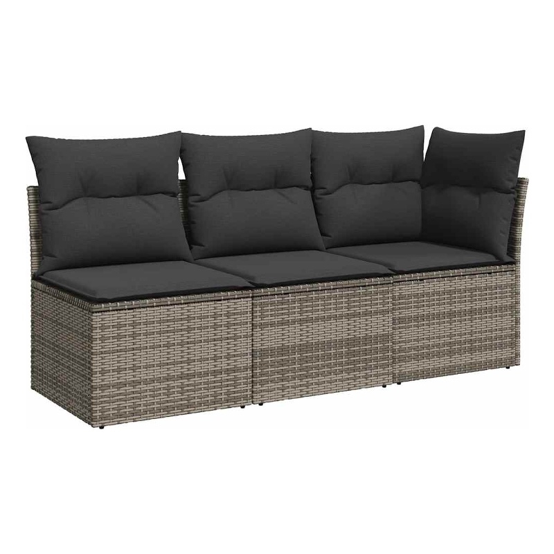 vidaXL Poly Rattan And Polyester And Powder-Coated Steel Garden Sofa in Grey