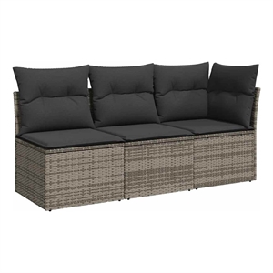 vidaXL Poly Rattan And Polyester And Powder-Coated Steel Garden Sofa in Grey