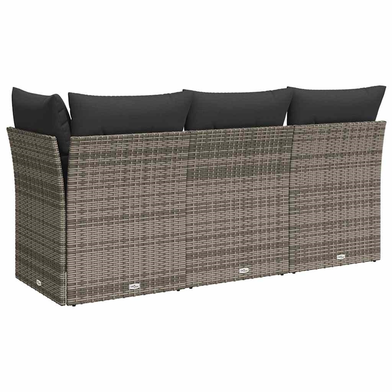vidaXL Poly Rattan And Polyester And Powder-Coated Steel Garden Sofa in Grey
