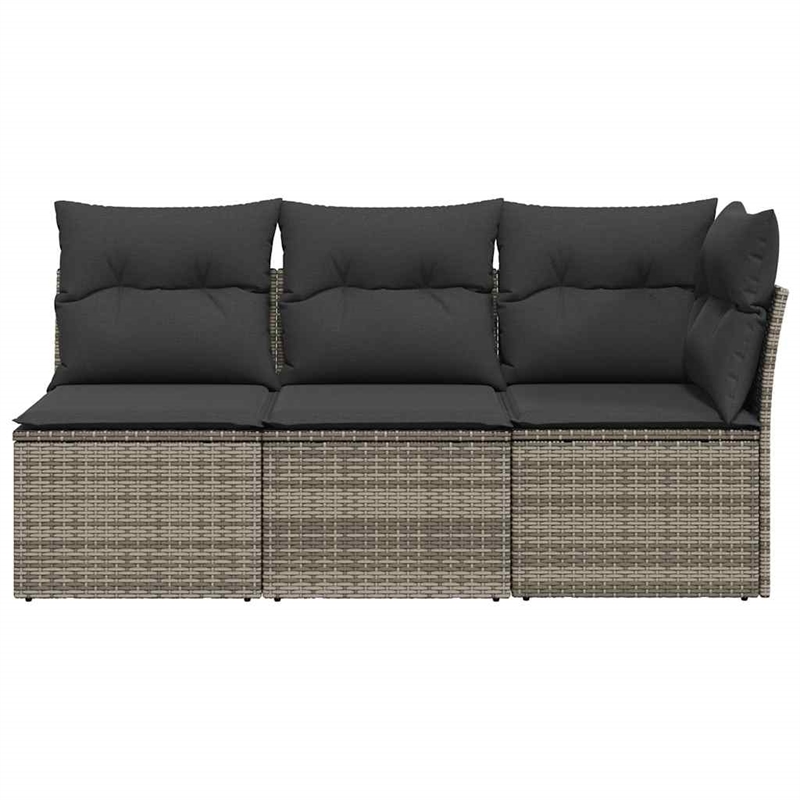 vidaXL Poly Rattan And Polyester And Powder-Coated Steel Garden Sofa in Grey