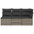 vidaXL Poly Rattan And Polyester And Powder-Coated Steel Garden Sofa in Grey