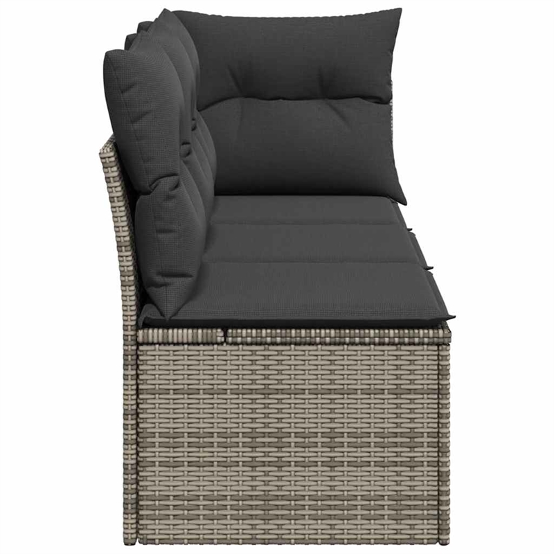 vidaXL Poly Rattan And Polyester And Powder-Coated Steel Garden Sofa in Grey