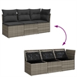 vidaXL Poly Rattan And Polyester And Powder-Coated Steel Garden Sofa in Grey